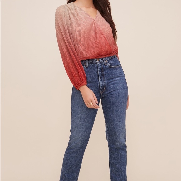 ASTR the Label OMBRE PLEATED SURPLICE TOP - Picture 4 of 8